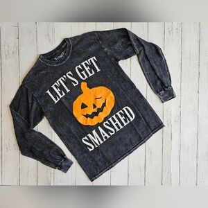 Spirit Halloween Gray Longsleeve Let's Get Smashed Pumpkin Longsleeve Top Size S